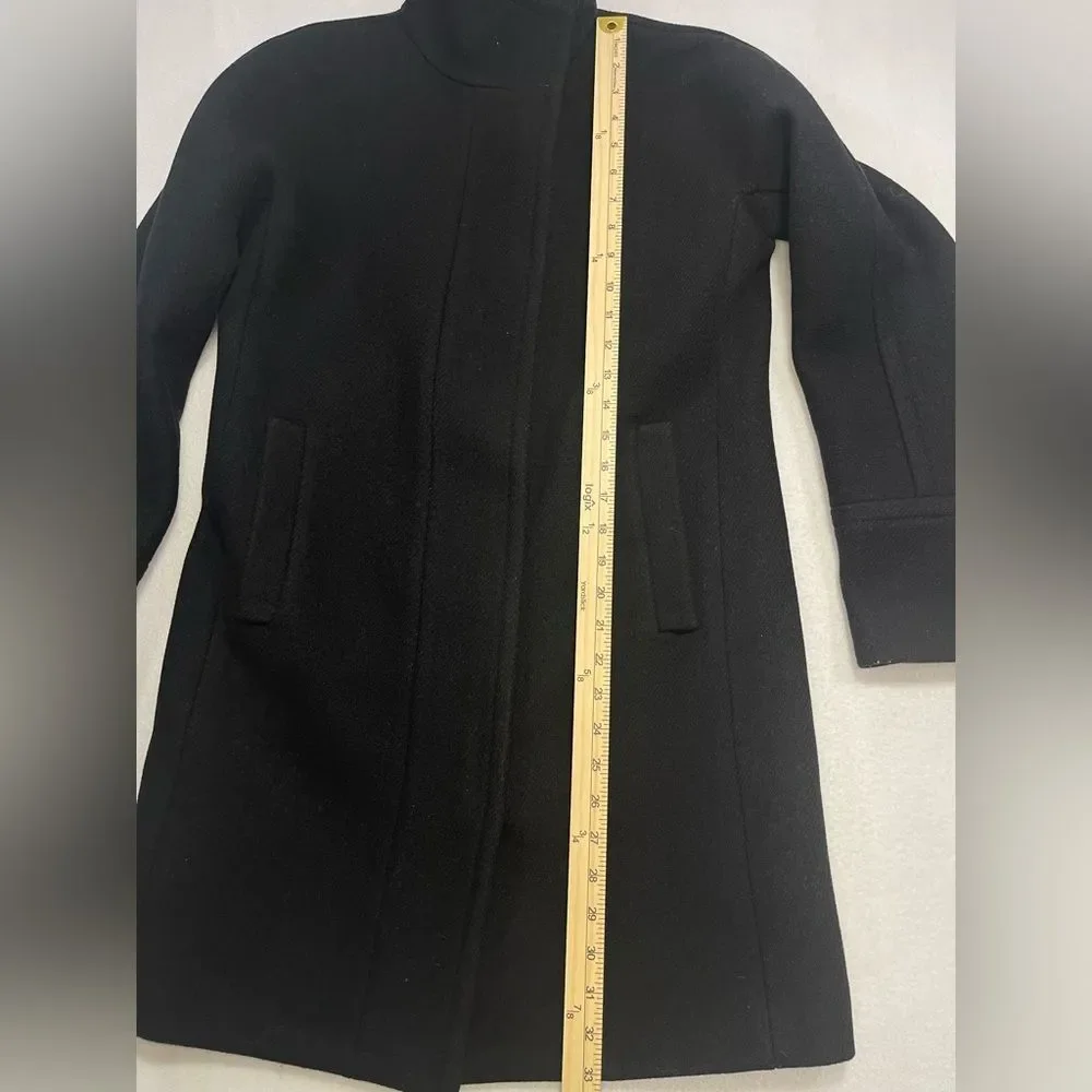 J.Crew Stadium Cloth Nello Gori Wool Coat Black Zip Front Size 2 Classic Luxury - Picture 7 of 8